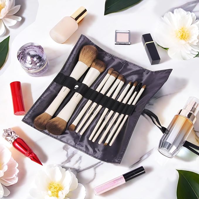 Makeup Brush Set 10pc, Dual-Ended Makeup Brushes For Bronzer, Contour, Eyeshadow, Blush, Concealer & Foundation Application-FemmiqueWomen