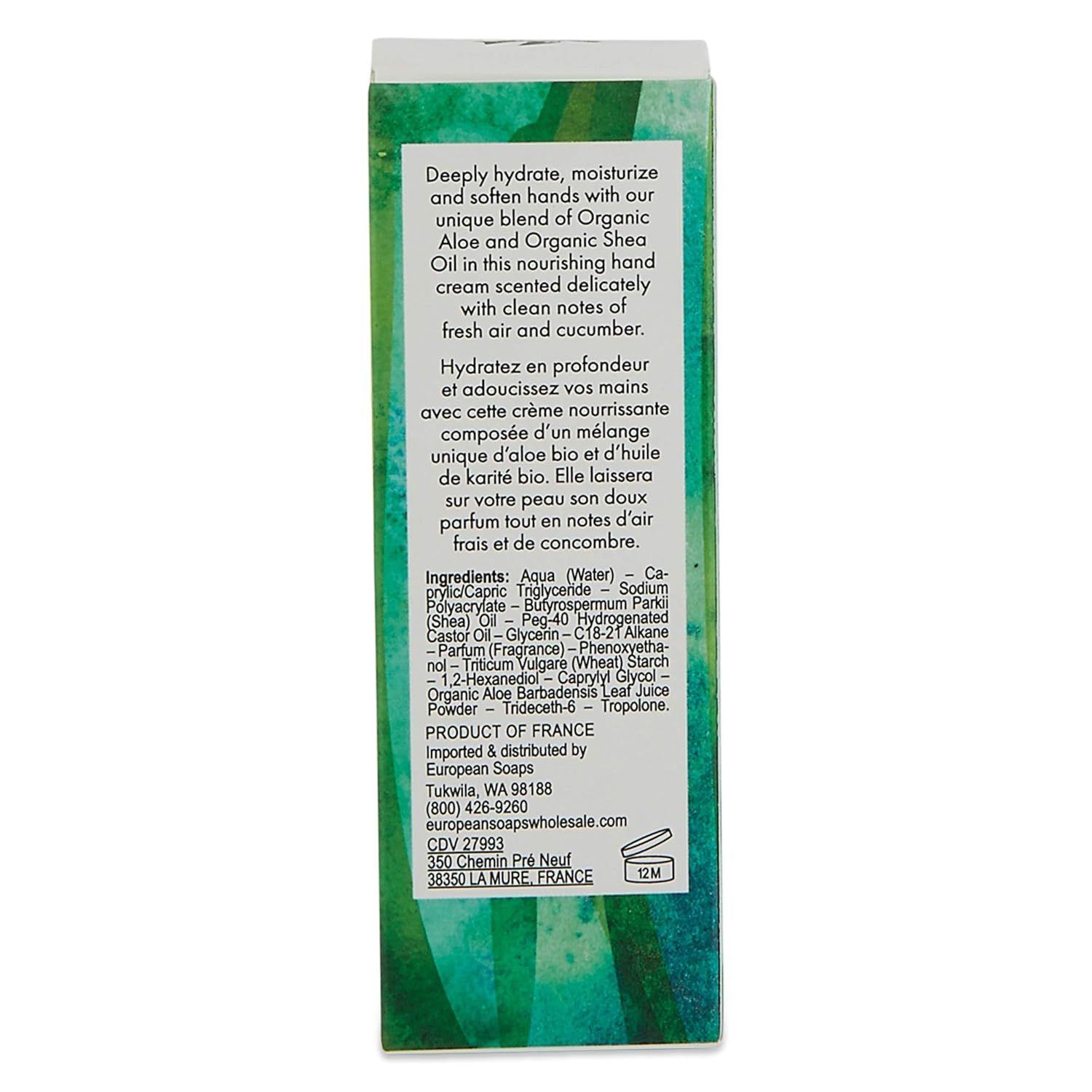 Organic Aloe Collection Hydrating Hand Cream (1.6oz), Fresh Cucumber Scent-FemmiqueWomen