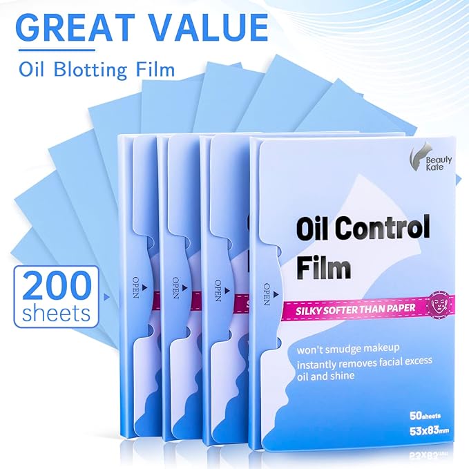 Great Absorbent Oil Blotting Sheets for Face - 10% Larger Oil Control Film 4pk/200 Makeup Friendly Blotting Paper for Oily Skin, High-Performance, Tear-proof Oil Absorbing Tissues-FemmiqueWomen