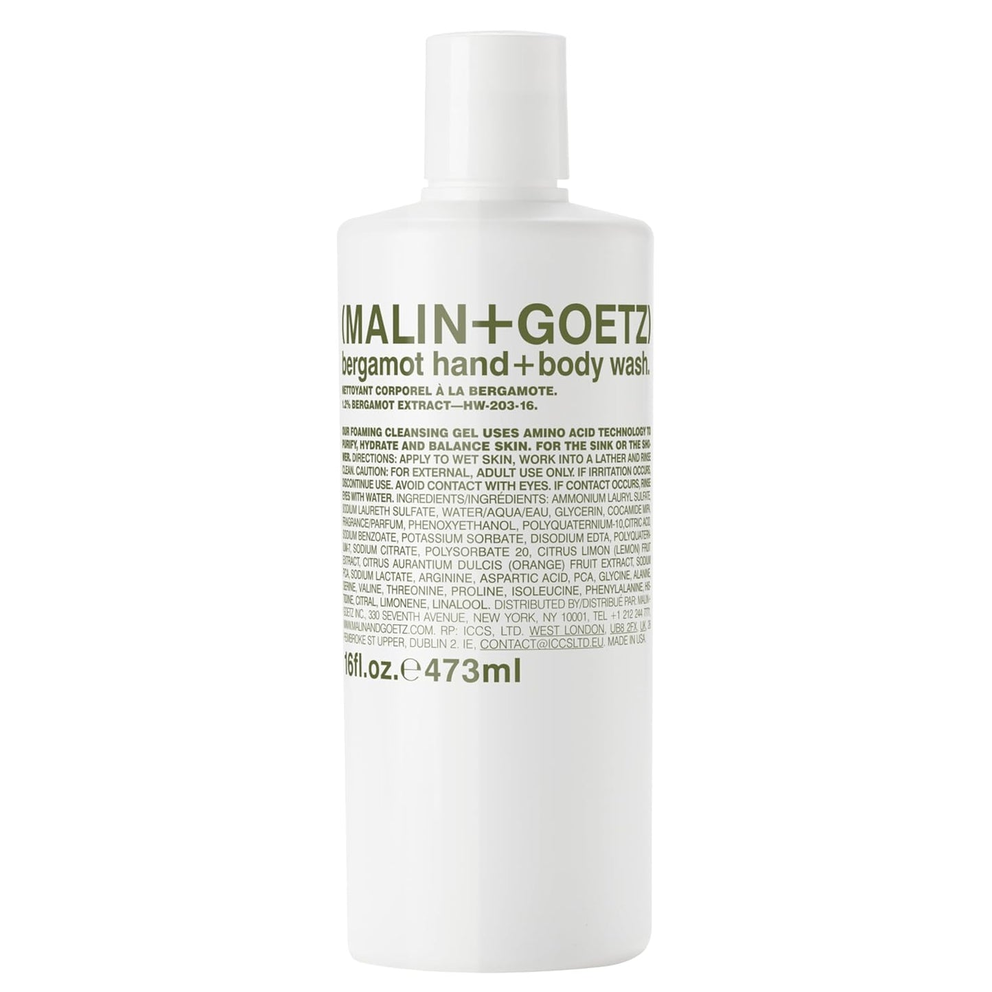 Malin + Goetz Essential Bergamot Purifying, Hydrating Hand + Body Wash, Natural Ingredients for All Skin Types, Soap for Sensitive, Dry Skin, No Stripping, Irritation, 16 Fl Oz-FemmiqueWomen