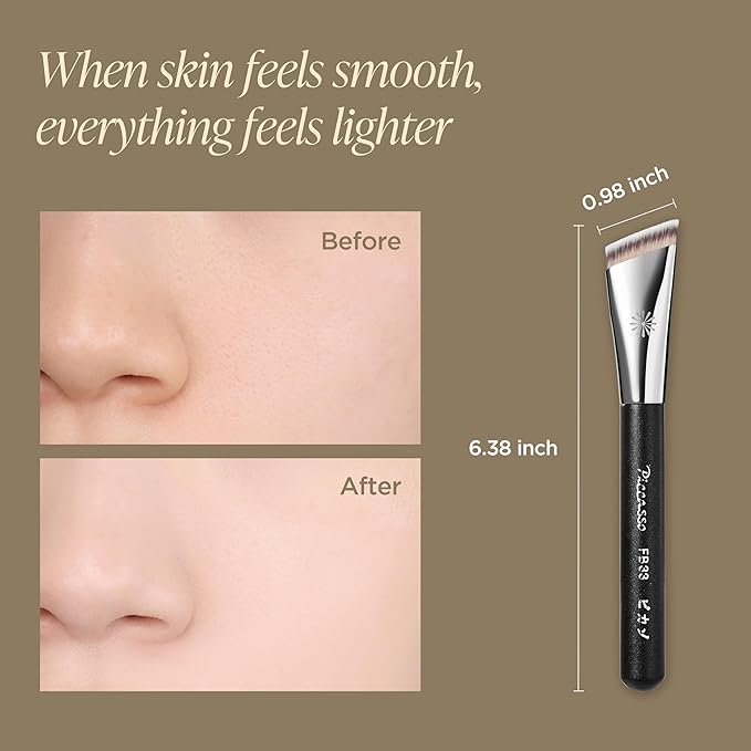 Piccasso FB33 Foundation Brush – Tapping Cover Brush for Liquid & Cream Foundation, Fills Pores with Soft Bristles for Smooth and Flawless Face Makeup, Professional Korean Beauty Tool-FemmiqueWomen