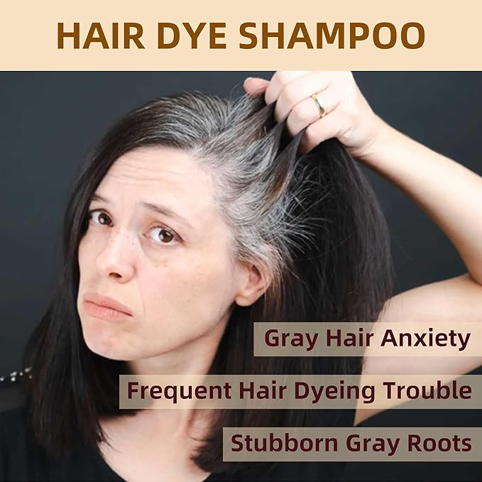 Black Hair Dye Shampoo 3 in 1 for Gray Hair Coverage Argan nut Natural Shampoo Black Hair Dye for Women & Men/Ammonia-Free 500ml-FemmiqueWomen