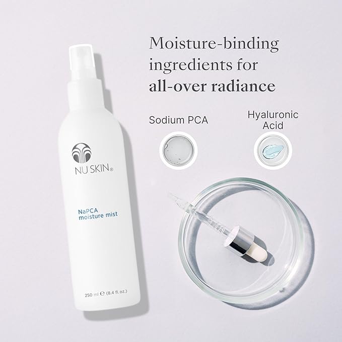 Nu Skin NaPCA Moisture Mist | Revitalizing Moisturizer & Cooling Mist with Hyaluronic Acid | Hydrating Spray for Face, Body & Hair | Sodium PCA for All Skin Types | 8 oz | 2 Pack-FemmiqueWomen