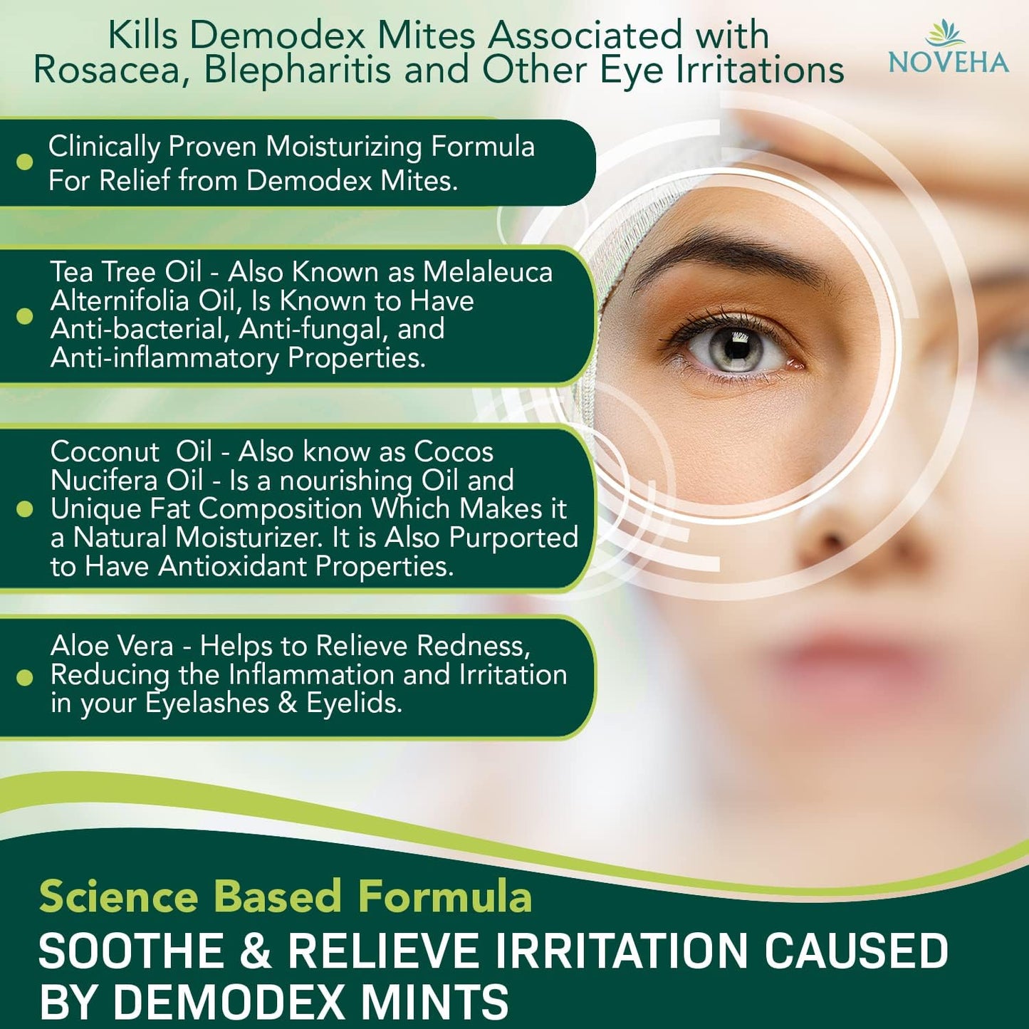 NOVEHA Demodex Eyelid & Lash Wipes | Box of 60 Individually Wrapped Extra Strength Cleansing Eyelash Wipes - Battles Irritated Eyes - Naturally Remove Debris (Pack of 3)-FemmiqueWomen