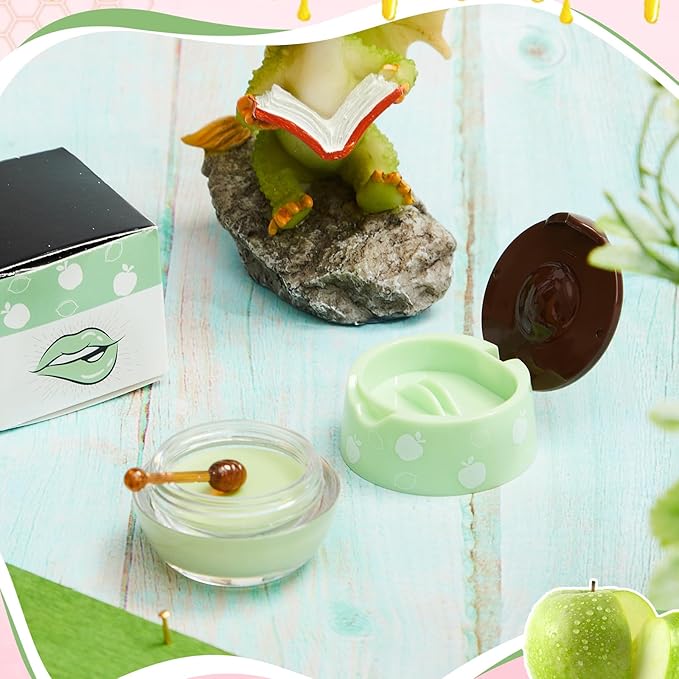 12 Pcs Bee Lip Balm Honey Pot with Brush Propolis Lip Mask Overnight, Moisturizing Hydrating Lip Sleeping Mask Prevention Dry and Cracked(Honey+Strawberry+Apple Lime)-FemmiqueWomen