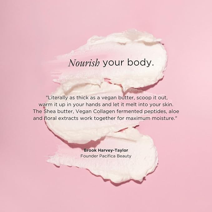 Pacifica Beauty | Vegan Collagen Body Butter | Hydrating, Nourishing, Moisturizer | Long-Lasting Hydration | Cream Lotion for Dry Skin | Light Floral Scent | Paraben Free | Vegan + Cruelty Free-FemmiqueWomen