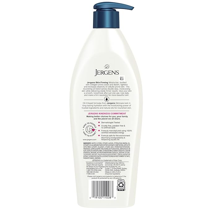 Jergens Skin Firming Body Lotion for Dry to Extra Dry Skin, Skin Tightening Cream with Collagen and Elastin, Hydralucence Blend Formula, 16.8 oz-FemmiqueWomen