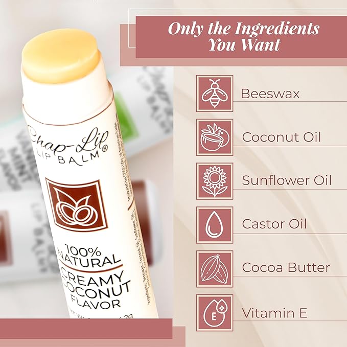 100% Natural Lip Balm Set - Hydrating and Moisturizing Beeswax Natural 4 Flavor Assortment - Lip Moisturizer for Dry Lips - Cocoa Butter - Petroleum Free Pack of 24-FemmiqueWomen