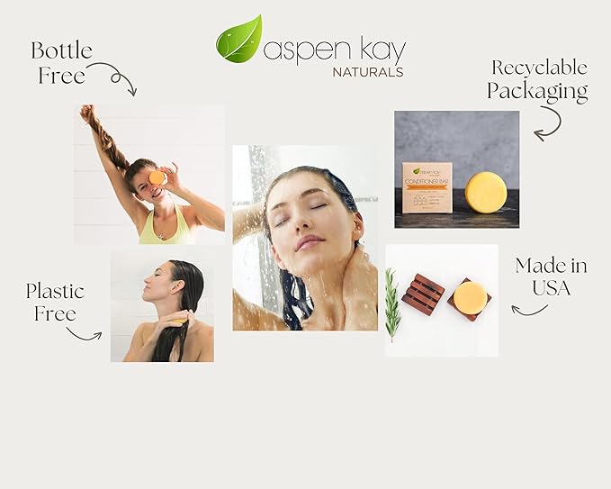 Solid Lemongrass & Sweet Orange Conditioner Bar, Natural & Organic, For All Hair Types Including Frizzy, Sulfate-Free & Cruelty-Free, 2.3 Ounce (2-Pack)-FemmiqueWomen