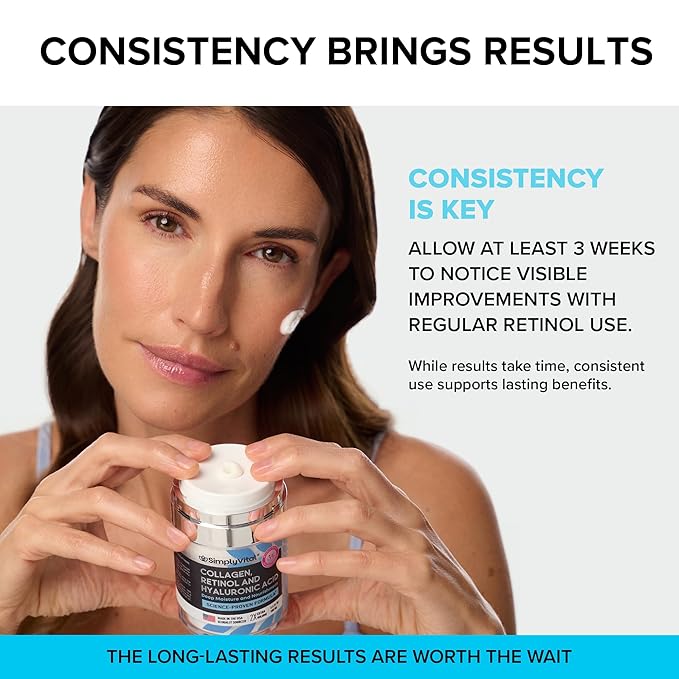 SimplyVital Collagen, Retinol & Hyaluronic Acid Cream - Anti-Aging Retinol Cream for Face, Neck & Décolleté - Made in USA - Daily Moisturizer Face Cream - 3.38 fl oz-FemmiqueWomen