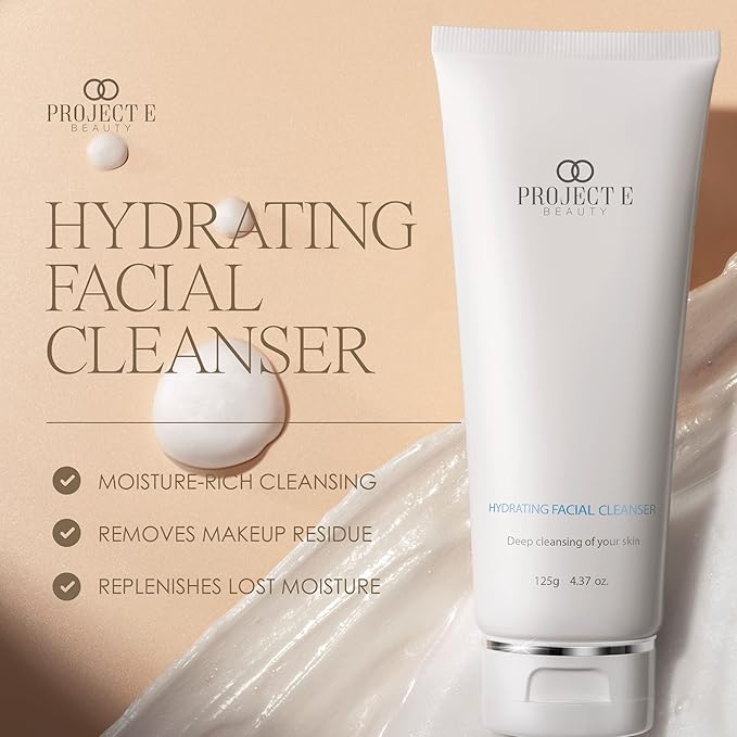 Project E Beauty Hydrating Facial Cleanser Gentle Cleansing | Removes Dirt, Oil & Makeup | Moisturizes & Hydrates | Brightens Complexion | Non-Foaming Formula | For All Skin Types | 125g-FemmiqueWomen