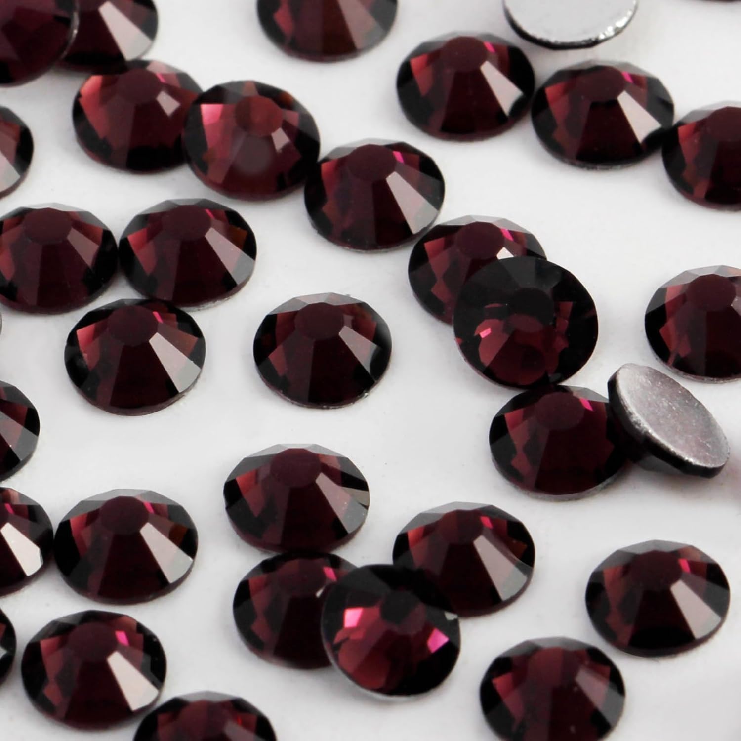 2000 PCS SS12 Flatback Rhinestones,12-Facet Diamond-Cut Glass Gems for Nail Art,Clothing,DIY Crafts,Glue-On Decoration Stones with Silver Backing,Amethyst-FemmiqueWomen