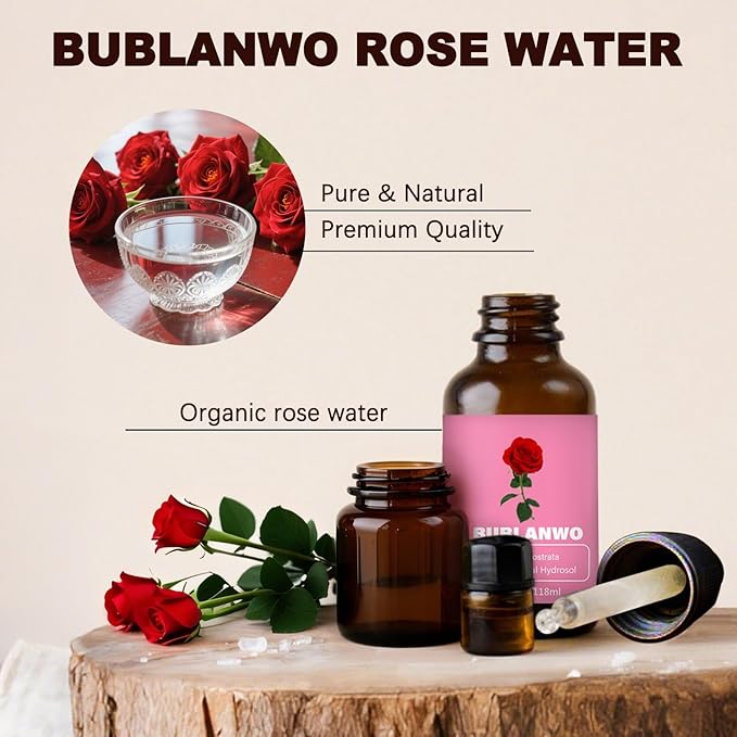 Organic Rose Water Toner Spray for Face, Skin Care, Soaps, Skin Hydration, Bath Facial Mist Toner 118 ml-FemmiqueWomen