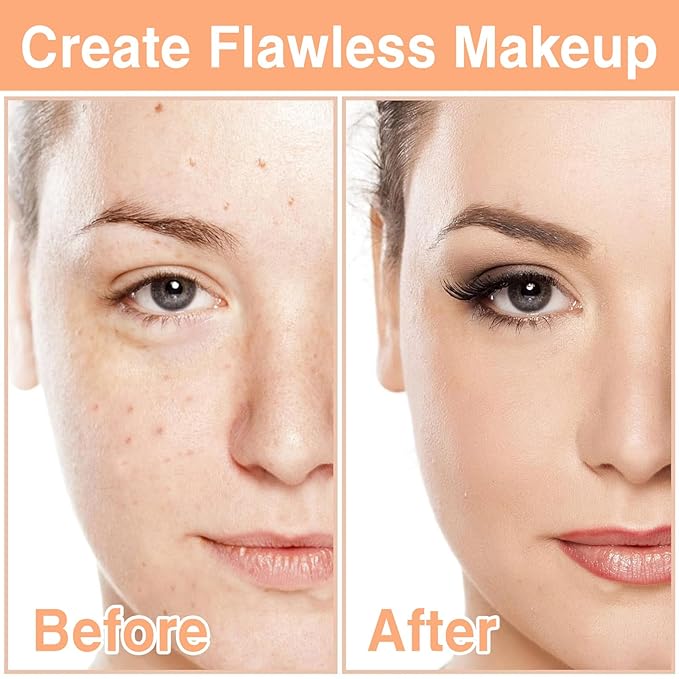 2Pcs Mushroom Head Air Cushion CC Cream, Long Lasting Oil Control BB Cream for All Skin Types, Moisturizing Foundation Face Makeup Set with Foundation Brush （#Natural）-FemmiqueWomen