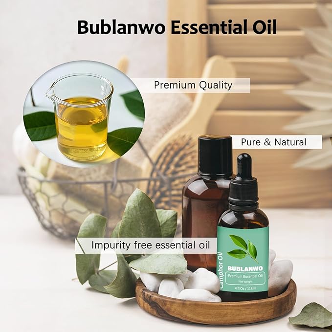 Organic Camphor Essential Oil for Damaged Hair Water Toner Spray for Face Skin Care Soaps Skin Hydration Bath Facial Mist Toner 118 ml-FemmiqueWomen