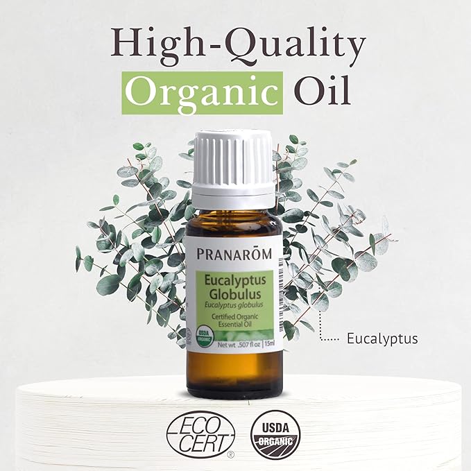 Pranarom USDA Certified Organic Eucalyptus Globulus Essential Oil (15ml), 100% Pure Undiluted Therapeutic Grade from Portugal for Aromatherapy, Diffuser, Topical Care, Relaxation-FemmiqueWomen