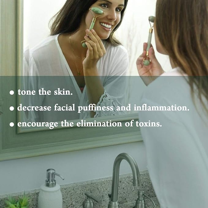 Bulex 100% Natural Jade Face Roller/Anti Aging Jade Stone Massager for Face & Eye Massage - Make Your Face Skin Smoother and Looks Younger-FemmiqueWomen