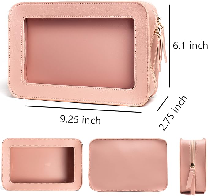 Clear Makeup Bag Small, TSA Approved Portable Toiletry Bag with Zipper Cosmetic Travel Bag Makeup Organizer Case Mini Makeup Pouch for Purse Car Organizer Bag for Women Men-FemmiqueWomen