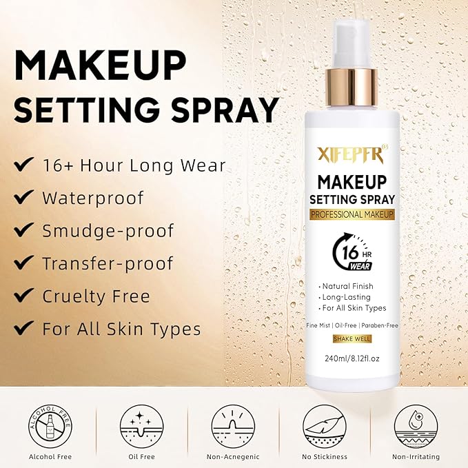 Makeup Setting Spray, 8.12 Fl Oz Matte Finishing Spray, Ultra Fine Setting Mist, Long Lasting Fixing Spray, Lightweight Oil Control Hydrating Refreshing Fast Drying, Vegan & Cruelty-Free-FemmiqueWomen