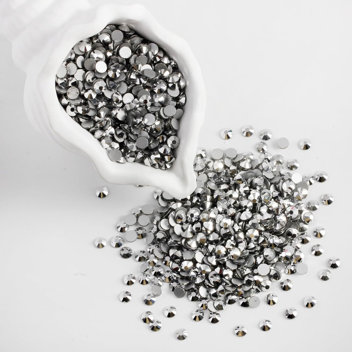 2000 PCS SS12 Flatback Rhinestones,12-Facet Diamond-Cut Glass Gems for Nail Art,Clothing,DIY Crafts,Glue-On Decoration Stones with Silver Backing,Silver Hematite-FemmiqueWomen