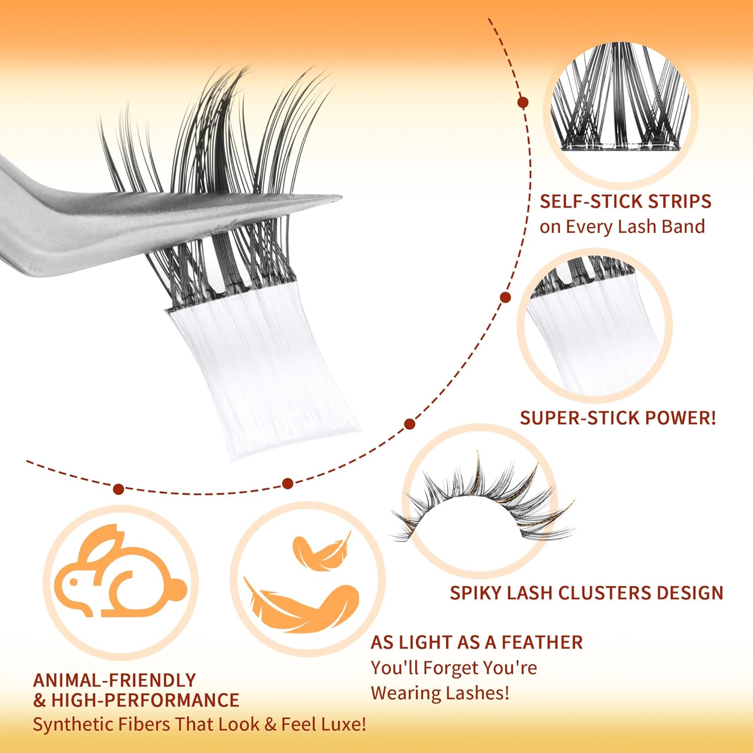 Self Adhesive Eyelashes No Glue Lash Clusters Manga Eyelash Extensions Self Adhesive Eyelash Clusters Wispy Individual Lashes Extensions Spiky Pre-glued Eyelashes 126Pcs-FemmiqueWomen