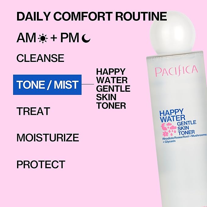 Pacifica Happy Water Hydrating Facial Toner Mist – Vegan Ceramides, Hyaluronic Acid & Electrolytes, Refreshing & Calming for Balanced Skin, Clean Beauty, Vegan, Cruelty-Free, All Skin Types, 4 oz-FemmiqueWomen