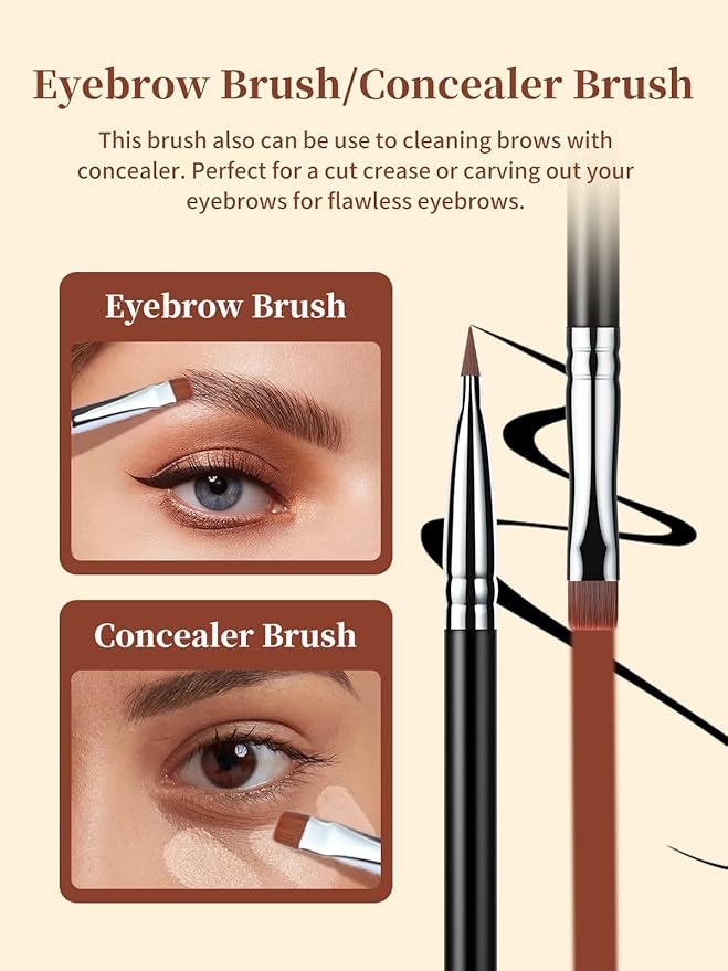 EIGSHOW Flat Eyeliner Brush, Professional Precise Eyebrow Concealer Brush for Sharp Defined, Eye Liner Application with Gel Liquid Cream Powder (E808)-FemmiqueWomen