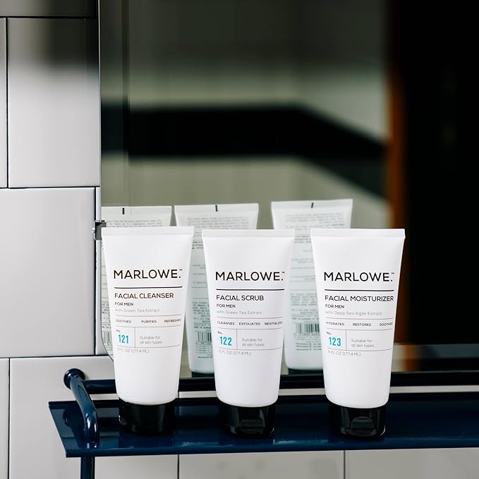 MARLOWE. No. 123 Men's Facial Moisturizer 6 oz, Lightweight Daily Face Lotion for Men, Includes Natural Extracts to Hydrate, Soothe & Restore, Light Aloe Citron Scent-FemmiqueWomen