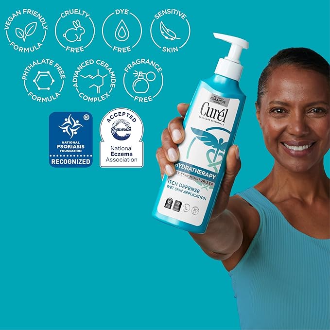 Curel Hydra Therapy Itch Defense Moisturizer and Body Wash Set, Wet Skin Lotion + Curel Itch Defense Calming Daily Cleanser, Body Wash, for Dry, Itchy Skin, 12 oz & 10 oz, Pack of 2-FemmiqueWomen