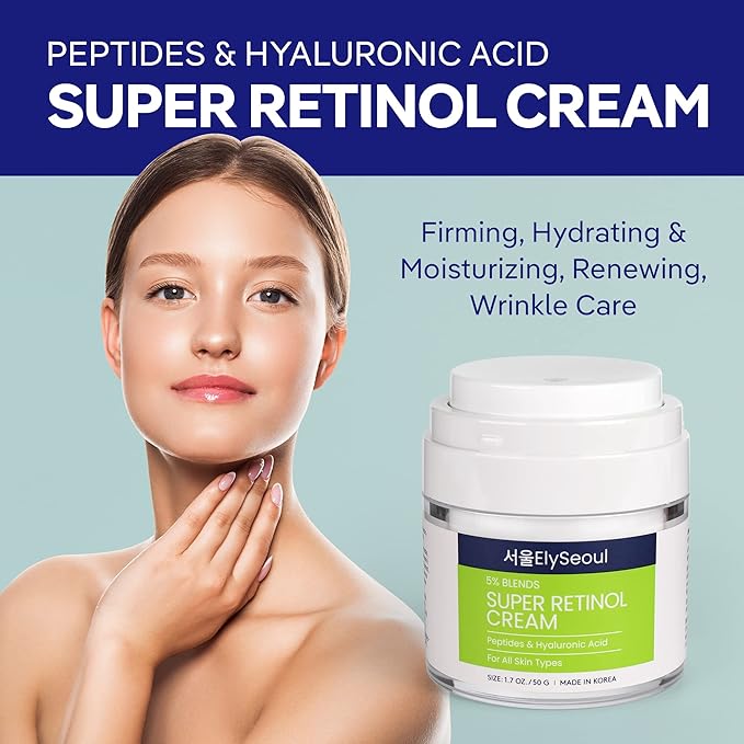 Retinol Cream for Face Korean Skincare: Anti-Aging Collagen Peptides & Hyaluronic Acid Face Cream for Women, 1.7 oz.-FemmiqueWomen