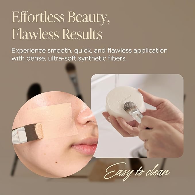 Piccasso 163 Foundation Brush – Dense Makeup Brush for Liquid & Cream Foundation, Soft Synthetic Bristles for Flawless Coverage and Face Makeup, Professional Korean Beauty Tool for Daily-FemmiqueWomen