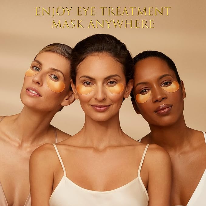 24K GOLD Eye Mask– 60 Pcs - Gold Under Eye Mask Retinol & Collagen - Puffy Eyes and Dark Circles Treatments – Look Younger and Reduce Wrinkles and Fine Lines Undereye-FemmiqueWomen