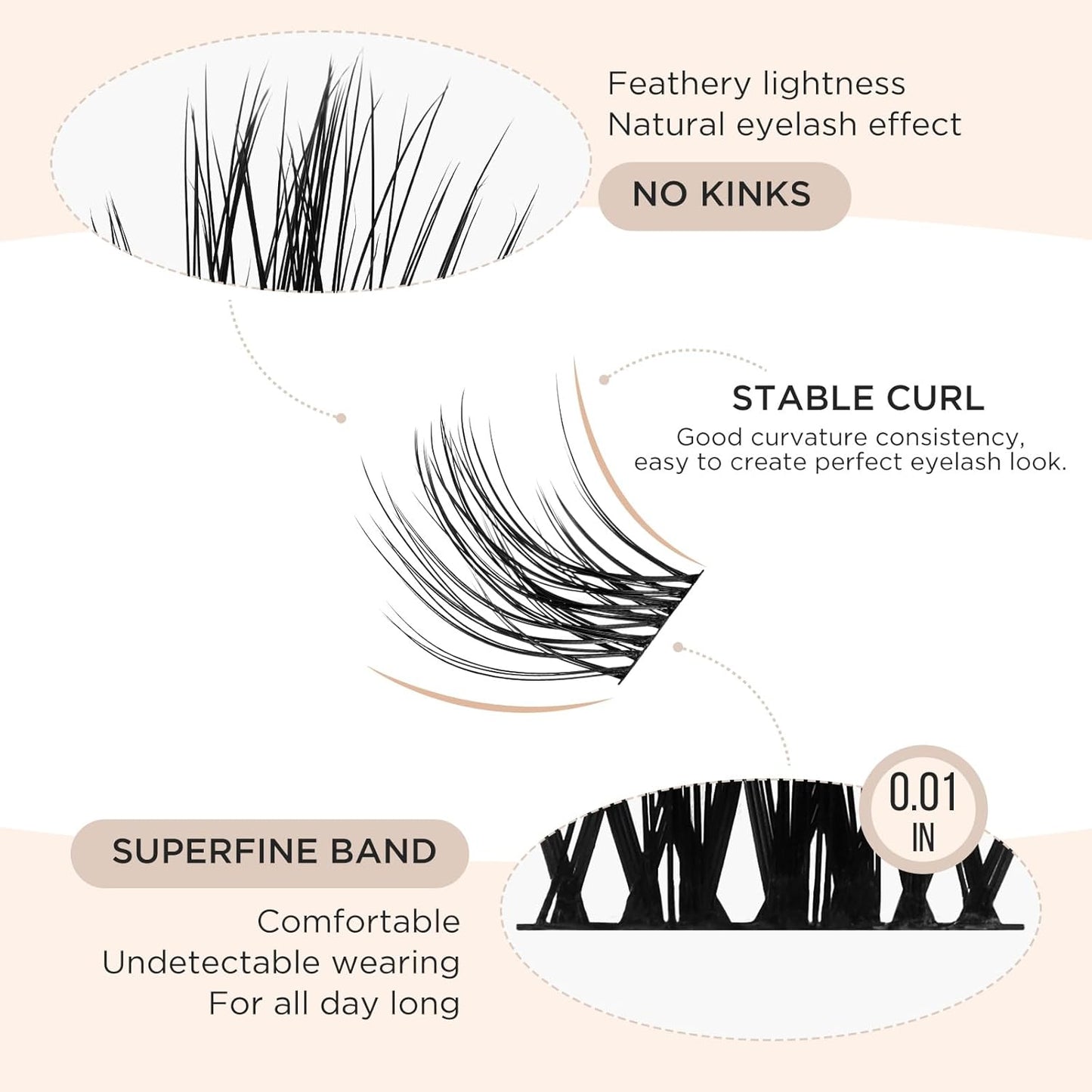 PopUp Lash Clusters 144 Pcs Cluster Lashes DIY Cluster Eyelash Extensions Mega Volume Reusable Individual Lashes Cluster Volume Look Super Thin Band & Soft(705）-FemmiqueWomen