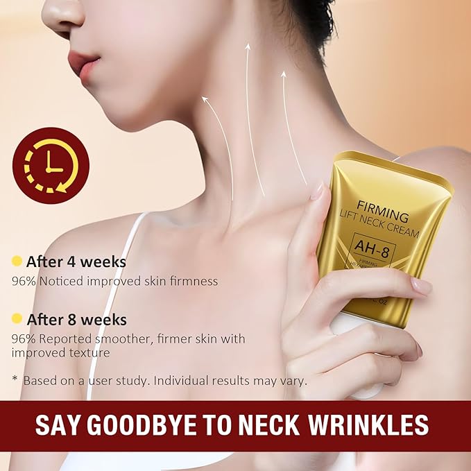 AH-8 Firming Neck Cream with Roller - Anti-Aging Moisturizer for Neck & Chest - Lifts, Tightens, Deeply Hydrates, Reduces Fine Lines & Wrinkles - For Crepey, Sagging Skin - 4.23 fl.oz-FemmiqueWomen