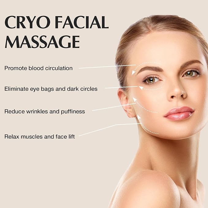 2-in-1 Gua Sha Cryo Sticks, Facial Skin Care Tools for Women Face and Eyes Massage, Unbreakable Stainless Steel Esthetician Supplies, Cooling Spa Ice Globes Roller with Carry Case-FemmiqueWomen