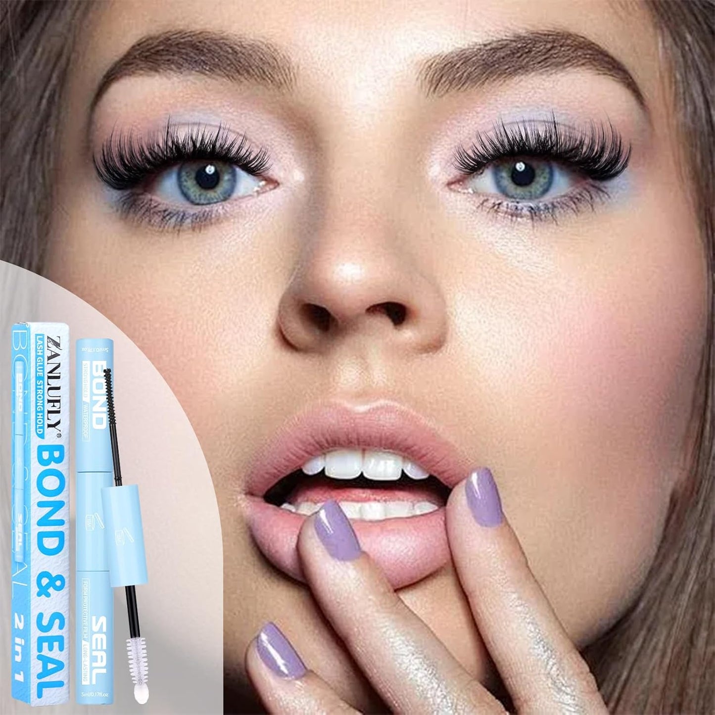 Lash Glue 2 in 1 Lashes Bond and Seal Waterproof Eyelash Glues Strong Hold Eyelash Adhesives Long Lasting Lash Cluster Glue for Eyelashes Extensions DIY at Home by ZANLUFLY-FemmiqueWomen