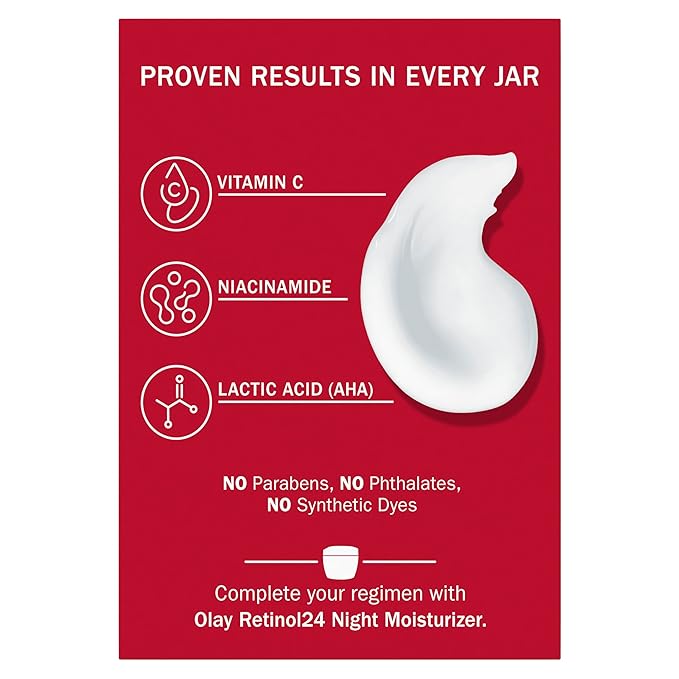 Olay Vitamin C Face Moisturizer, Brightening Cream for Women, Instant Hydration, Evens Tone, Dark Spot & Hyperpigmentation Reduction, Glowing Skin Care - Niaciniamide, Lactic Acid, 1.7 Oz-FemmiqueWomen