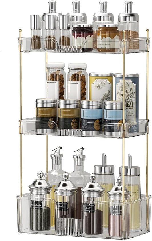 3 Tier Bathroom Countertop Organizer, Makeup Skin Care Organizer, Perfume Tray Vanity Countertop Organizer for Bathroom Countertops-FemmiqueWomen