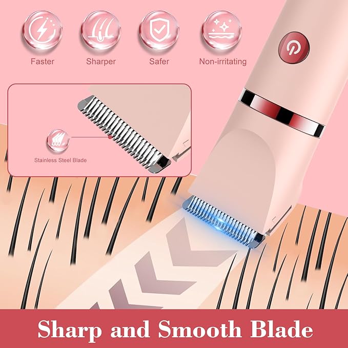 3-in-1 Electric Razor IPX7 Waterproof Bikini Trimmer Wet & Dry Use Painless Personal Trimmer Groomer for Ladies Face Body Legs Bikini Public Hairs Electric Lady Shaver with Replaceable Heads-FemmiqueWomen