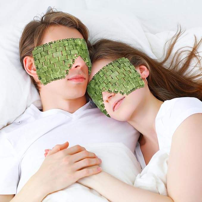Jade Eye Mask Natural Green Jade Facial Maks for Relive Eliminate Puffiness-FemmiqueWomen
