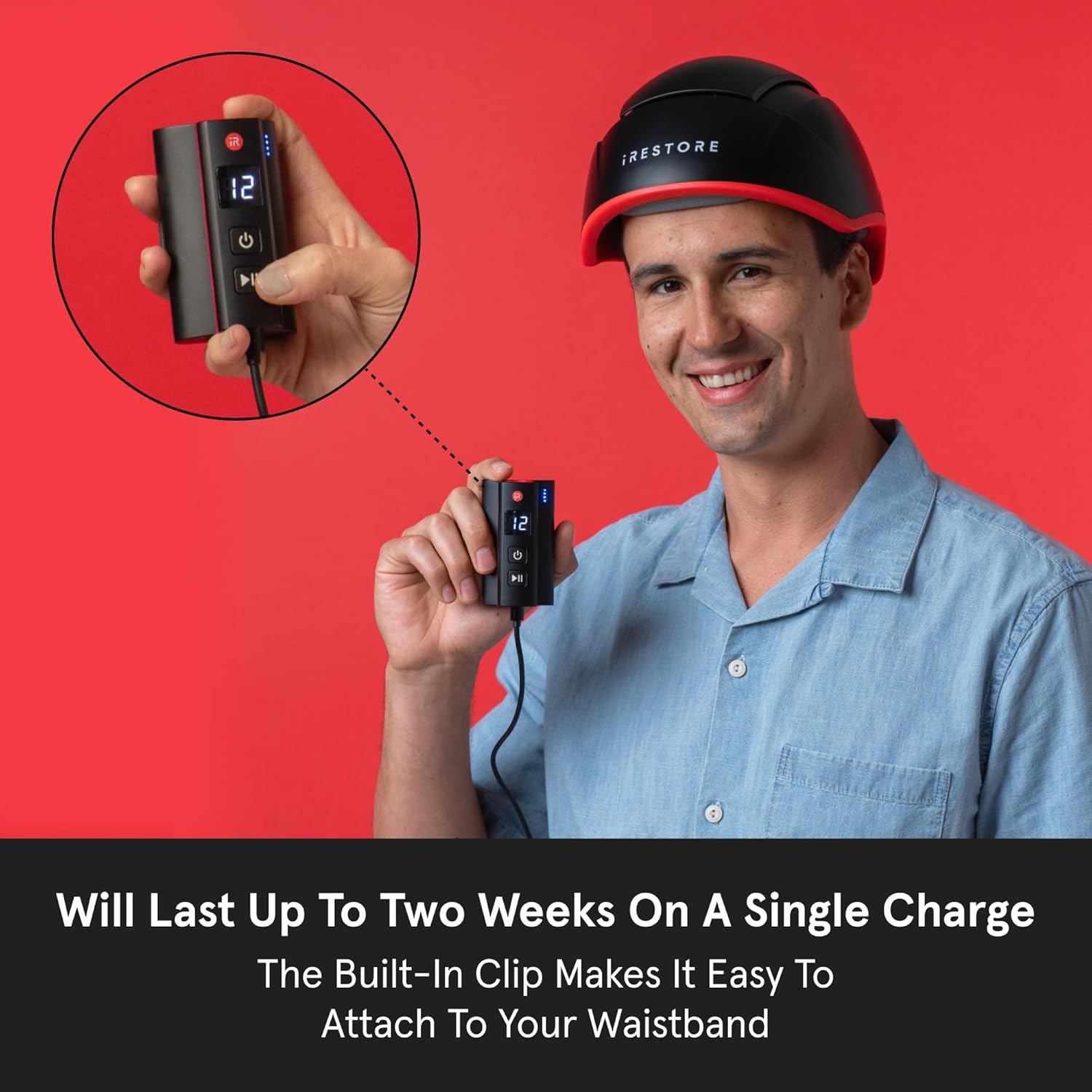 iRestore Elite + Rechargeable Battery Pack - Laser Red Light Therapy for Hair Growth - FDA Cleared Hair Loss, Hair Thinning Treatment for Men & Women - Hair Regrowth Laser Cap - 500 Lasers & LEDs-FemmiqueWomen