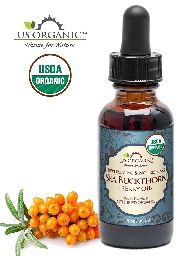 US Organic Sea Buckthorn Berry (Fruit) Oil, Supercritical CO2 extracted, USDA Certified Organic,100% Pure Virgin, Unrefined in Amber Glass Bottle, Face, Hair, spot Treatment, Anti Aging, 1 oz (30 ml)-FemmiqueWomen
