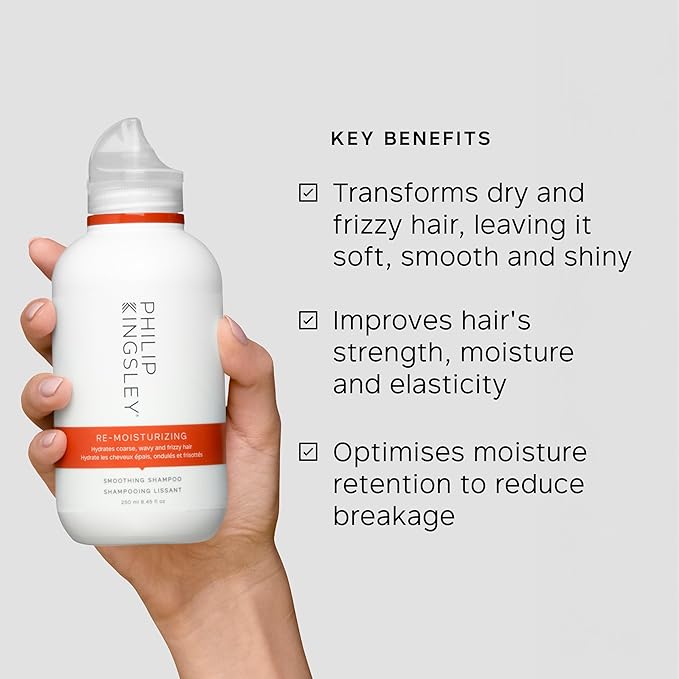 PHILIP KINGSLEY | Re-Moisturizing Smoothing Shampoo | For Curly, Frizzy, Wavy, Dry, Coarse Hair Types | Hydrating Shampoo that Re-Moisturizes and Smooths Hair | 8.4oz-FemmiqueWomen