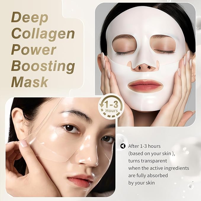 ISTON 6 Pack Bio-Collagen Real Deep Anti Wrinkle Lifting Mask,Overnight Hydrating Face Mask for All Skin Types -Pore Minimizing,Elasticity Enhancing,Firming,Moisturizing-FemmiqueWomen