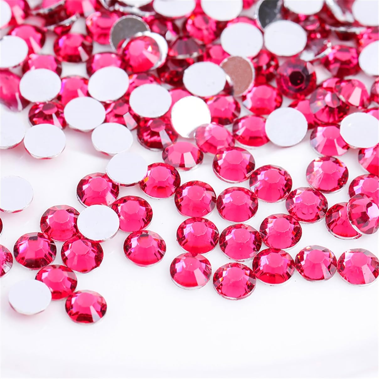 3000 Pieces SS12 3mm Flatback Rhinestones Clear Glass Round Gems Crystals for Nail Art DIY Crafts Clothes Shoes Bags （Rose Red）-FemmiqueWomen