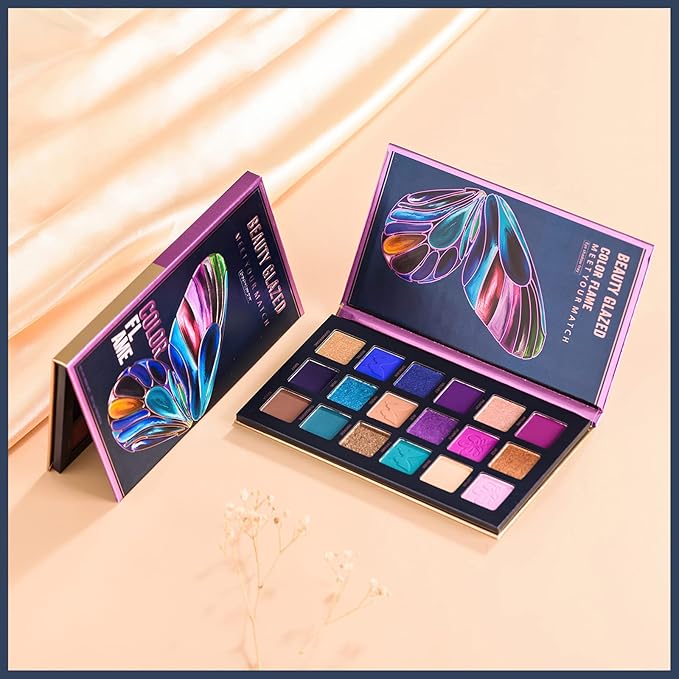 18 Colors Eyeshadow Palette, Butterfly Series Highly Pigmented Eye Makeup Palette, Matte Shimmer Metallic Powder Eyeshadow Pallet, Makeup Palette Cosmetics Gift, 110-FemmiqueWomen