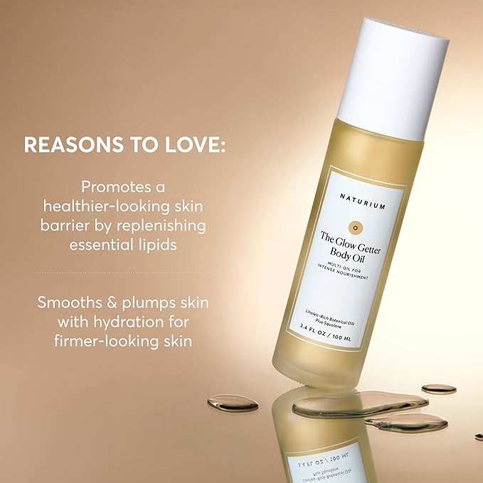 Naturium The Glow Getter Body Oil, Multi-Oil for Intense Nourishment, Hydrating & Moisturizing Formula, Vegan & Cruelty-Free, 3.4 oz-FemmiqueWomen