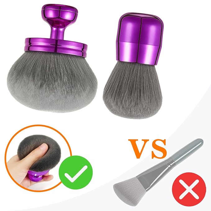 Extra Large Kabuki Brush Set for Body and Face Foundation & Makeup,Multi-functional,Mix bronze self-tanning applicator, wide round head, Great gift for women with Velvet bag(Purple 2pcs)-FemmiqueWomen