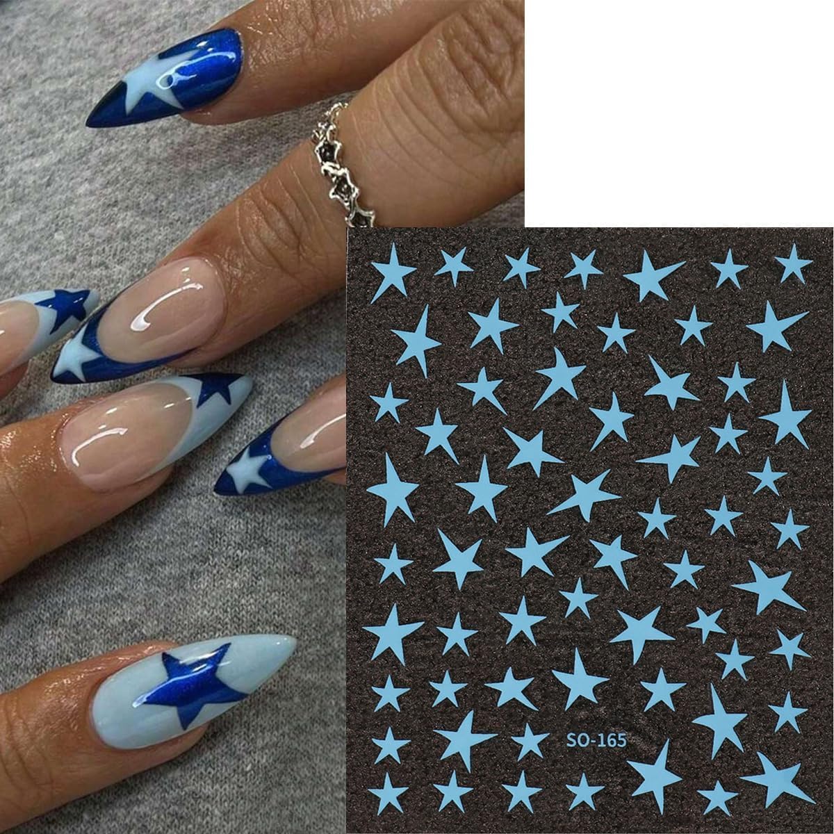 14 Sheets Star Nail Stickers 3D Glitter Nail Decals Gold White Blue Pink Silver Black Stars Nail Art Stickers Geometry Star Nail Sticker Nail Art for Women DIY Manicure Decorations-FemmiqueWomen