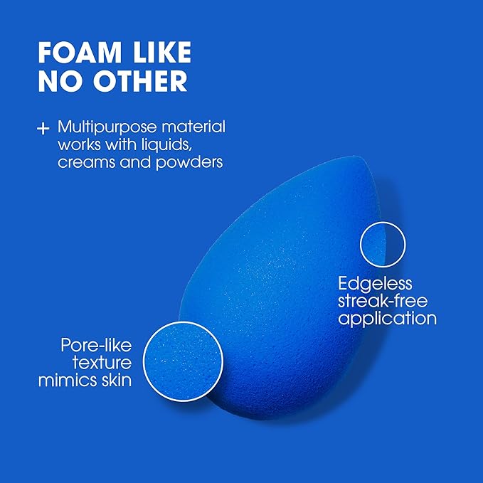 Beautyblender® | Sapphire Beauty Blender Makeup Sponge, Super-Soft Foam Easily Blends Foundations, Powders & Creams, Made in USA, Reusable, Washable, Streak Free Application, Vegan, Cruelty Free-FemmiqueWomen
